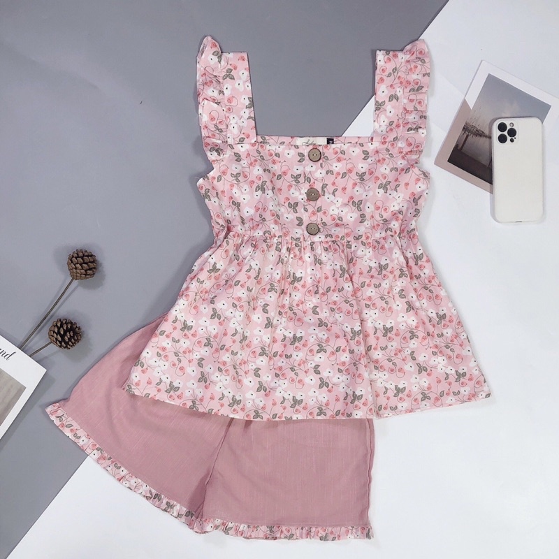 Bộ Đồ Nữ Mặc Nhà Cánh Tiên, Áo vải thô quần vải đũi xước, phù hợp mẵc nhà có thể làm đồ ngủ