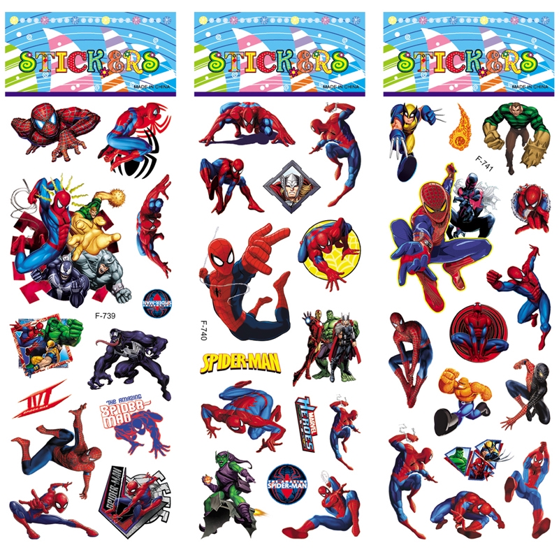 10 Tờ/Bộ sticker hình siêu anh hùng người nhện trang trí sổ lưu niệm làm quà tặng cho trẻ em