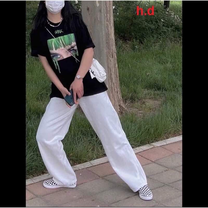 Set bộ in hình Billie Eilis.h áo phông đen quần trắng cá tính năng động, thời trang hè