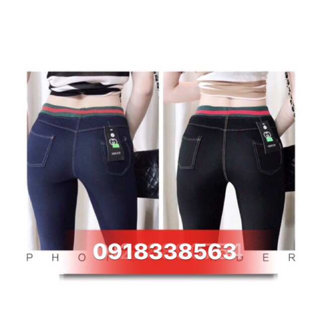 [ Mã WA2299 giảm 10k đơn từ 99k FREESHIP] QUẦN LEGING GIẢ JEAN LƯNG SỌC ĐỎ