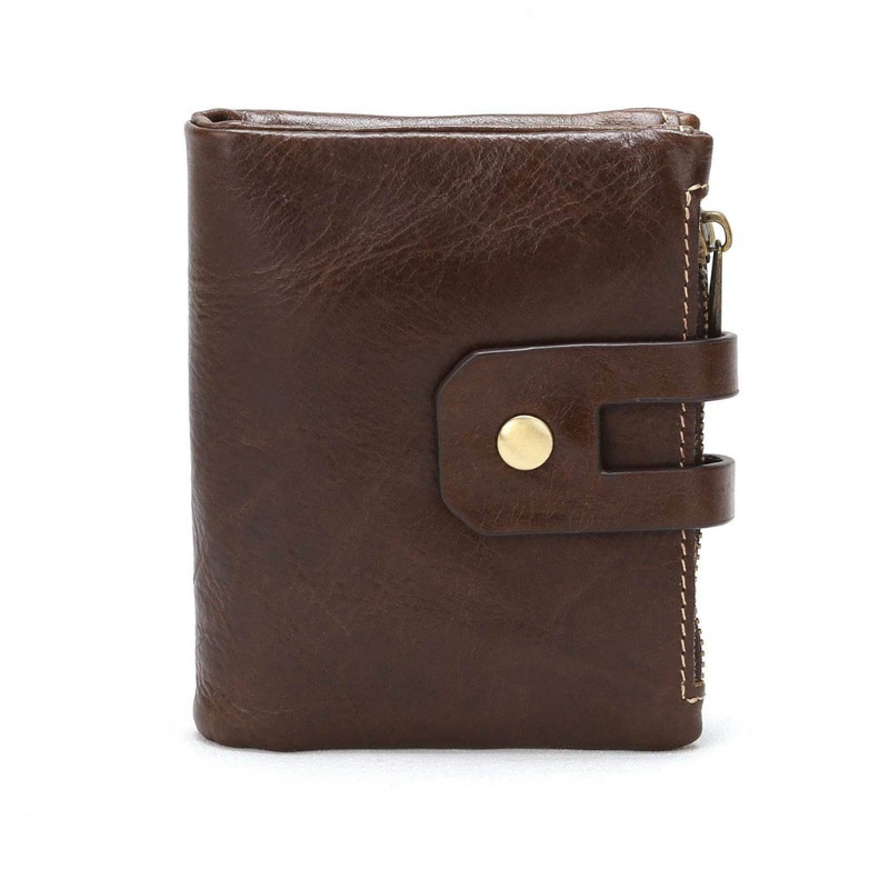 Ví Da Ngắn Gập Đôi Sức Chứa Lớn Có Ngăn Đựng Tiền Xu Phong Cách Vintage Cho Nam