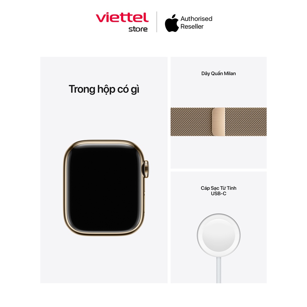 Apple Watch Series 7 Viền thép dây Milanese loop Cellular Chính hãng (VN/A)