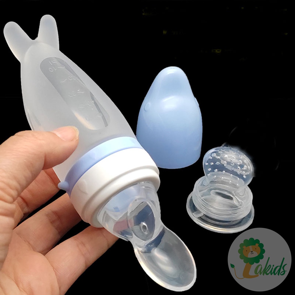 Bình thìa ăn dặm silicon Vcool tặng kèm túi nhai ăn dặm cho bé - Lakids