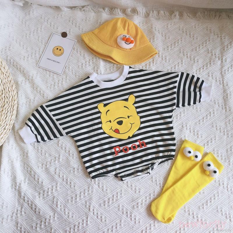 Bộ áo liền quần dài tay sọc ngang cho bé trai và bé gái