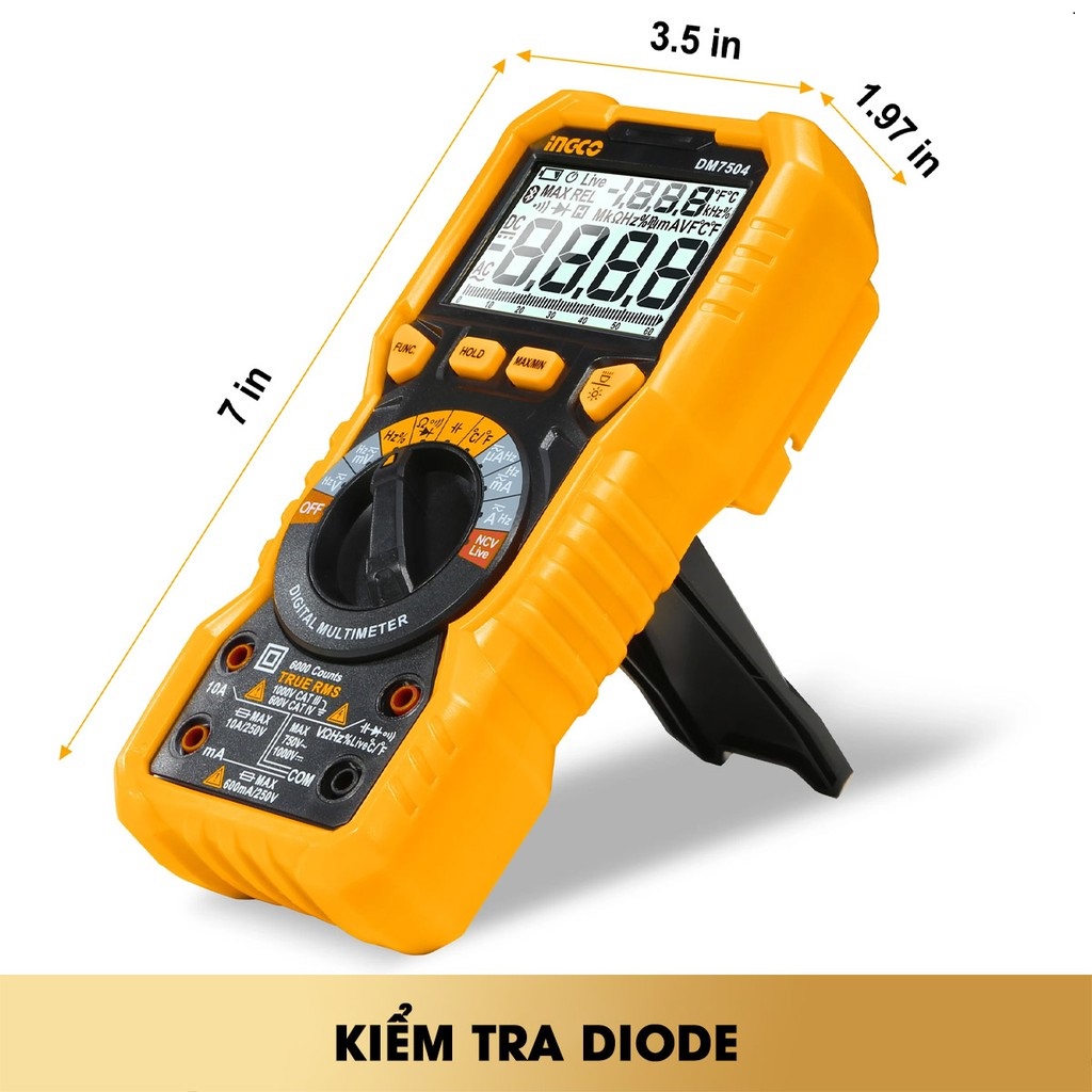 Đồng Hồ Đo Điện Máy Dụng Cụ Đo Vạn Năng 600A Total TMT47503 - Ingco DM7504 - Có đèn nền và đèn chiếu sáng