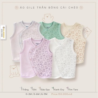 Gile chần bông cài chéo hoạ tiết gấu, màu paster nhẹ ấm