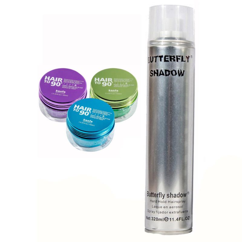 Combo Sáp vuốt tóc Hair to 90 và gôm Butterfly Shadow 320ml