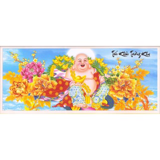 Tranh Thêu Chữ Thập 3D Kết Nhụy Hoa Một Nụ Cười Làm Nở Hoa - Nụ Cười Phật Di Lặc EVA8503 (KHÁCH TỰ THÊU) KT:82X39CM