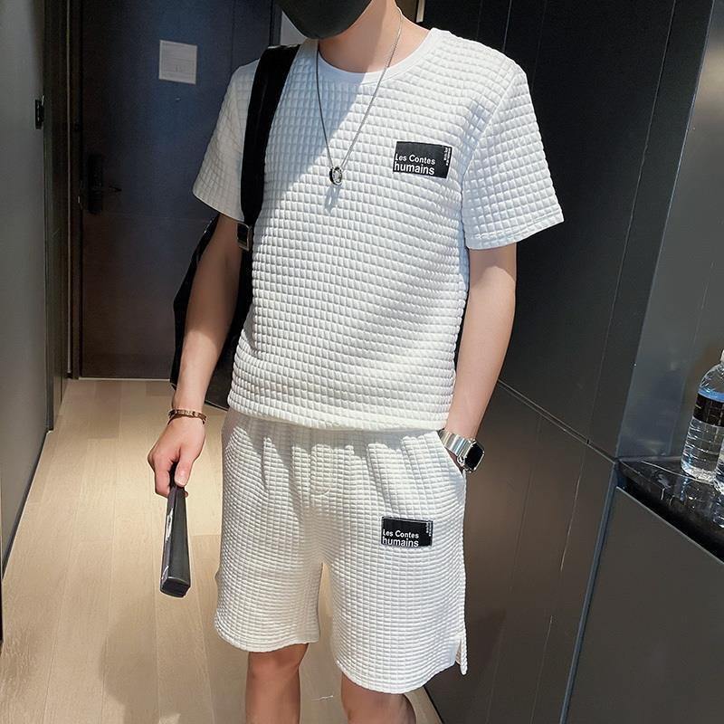 Set Áo Sơ Mi Tay Ngắn Và Quần Short Thời Trang Mùa Hè Phong Cách Hàn Quốc Cho Nam