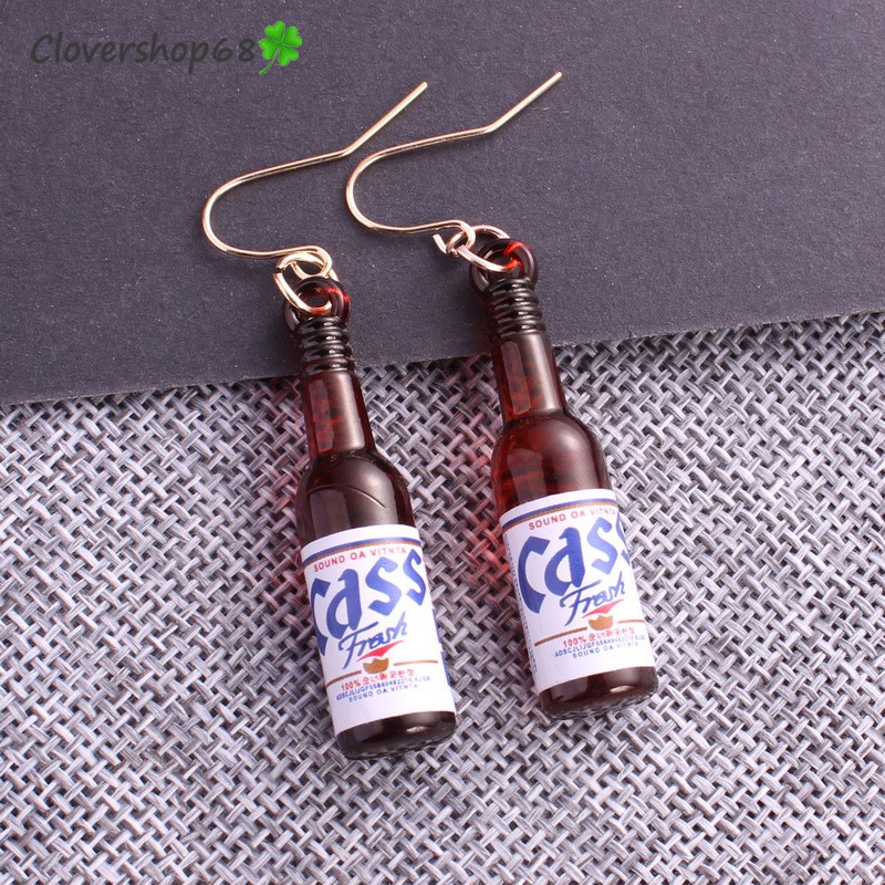 Bông tai, Hoa tai hình chai rượu Soju     Clovershop68