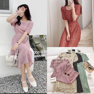 Váy hoa nhí vintage dáng dài - Đầm hoa nhí