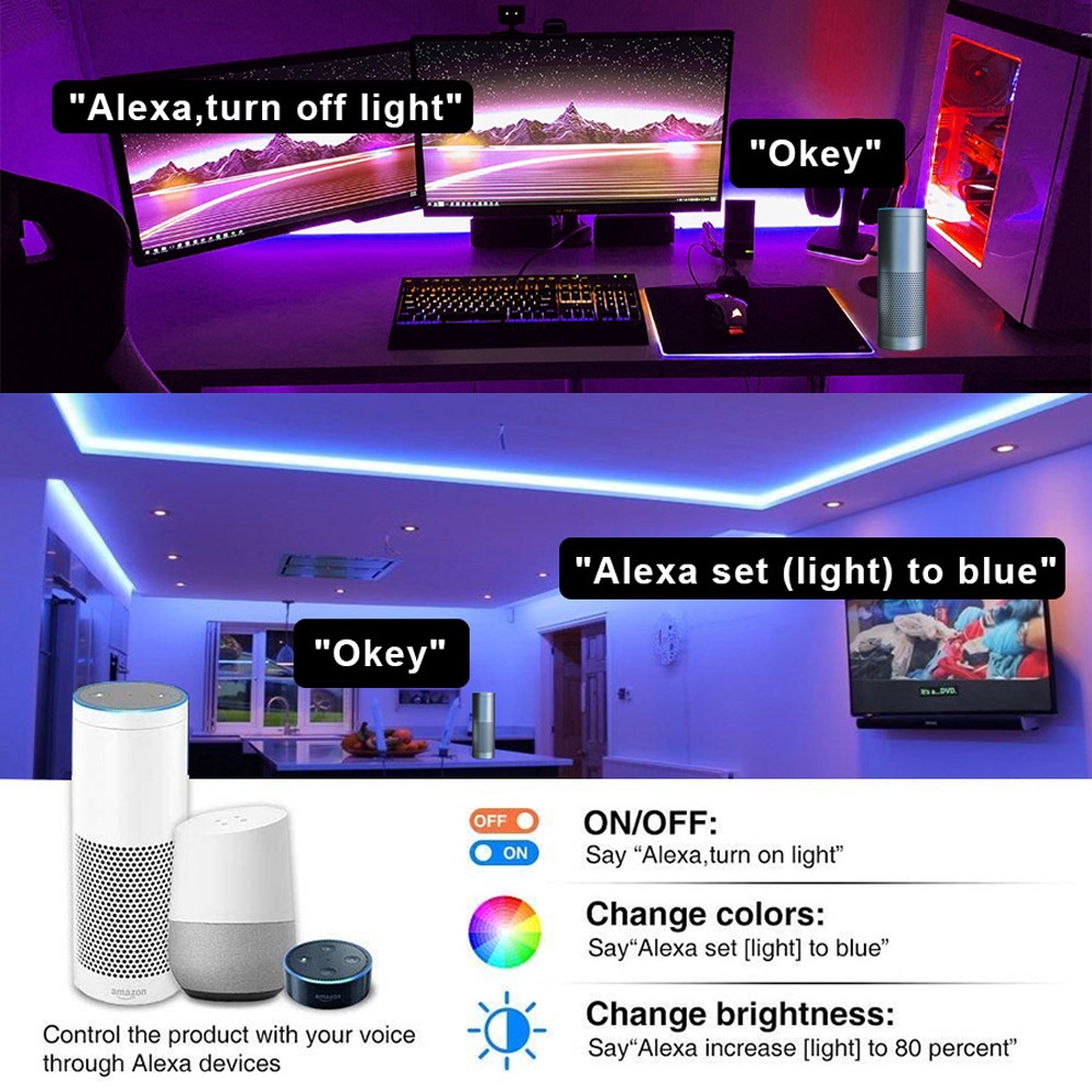 Đèn led RGB 5050, 2835 độ dài 5m 16 triệu màu có băng dính dán tường