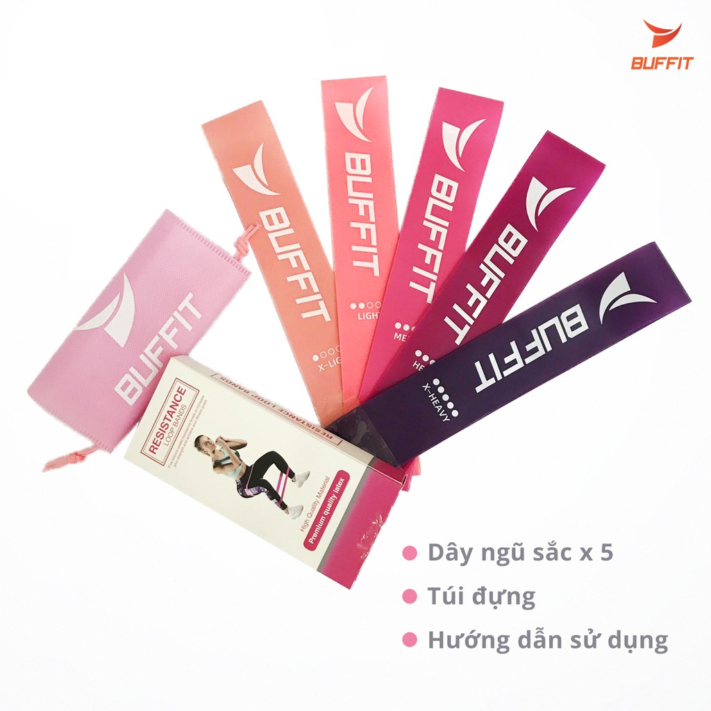 [ĐẠI SALE 12.12] Dây Miniband kháng lực tập mông đùi, dây cao su đàn hồi cao cấp chính hãng BUFFIT bảo hành - Hồng