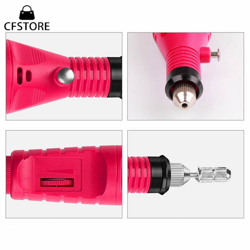 Máy khoan điện kèm 6 mũi khoan và dây nguồn dùng trong trang trí móng tay nghệ thuật