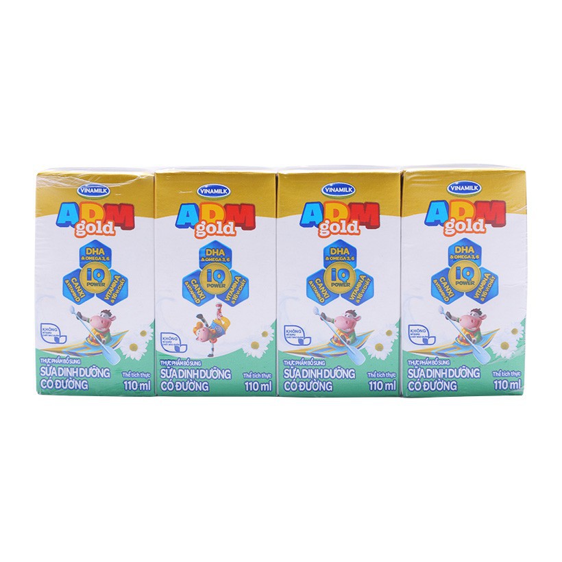 Combo 3 lốc sữa dinh dưỡng tiệt trùng ADM Gold Vinamilk có đường 110ml