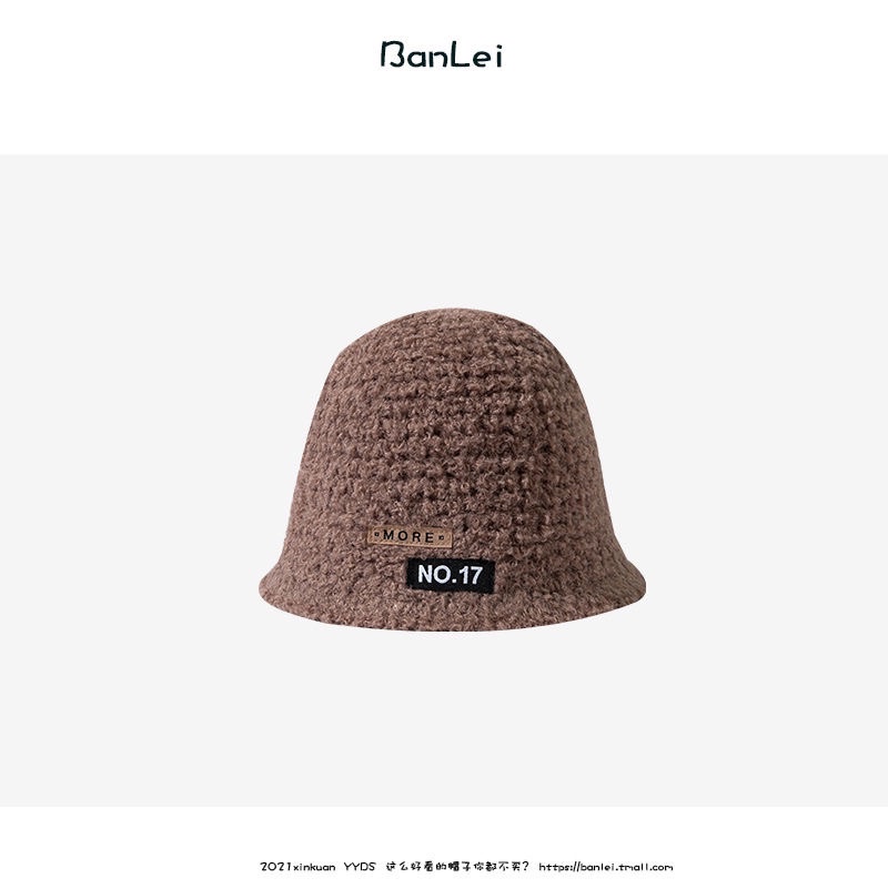Mũ Bucket Len Lông Xù Logo Hàn Quốc