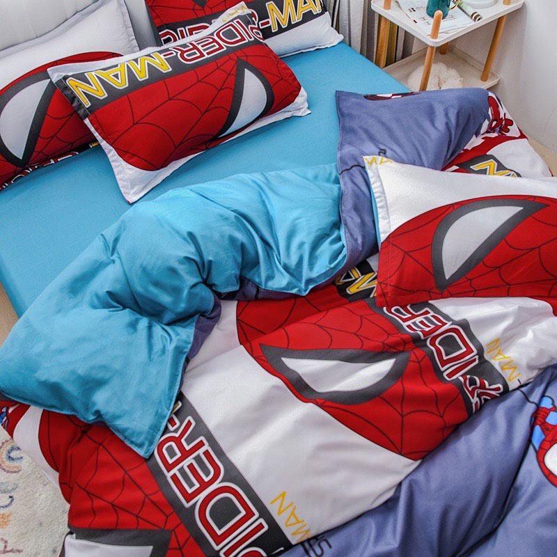 [ RẺ VÔ ĐỊCH] Bộ chăn ga gối poly siêu nhân nhện spiderman💞 FREESHIP 💞 Chăn Ga Gối Nệm Cotton Poly