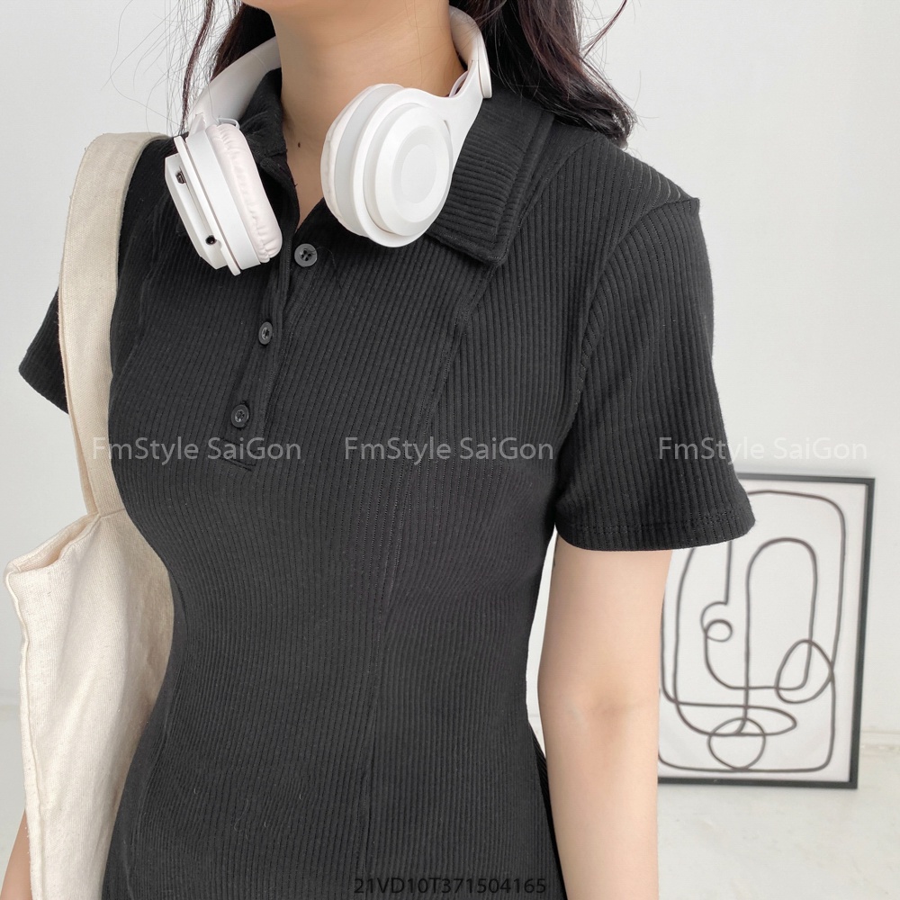 Đầm thun xòe tay ngắn cổ bẻ 2 nút xinh xắn thời trang ulzzang Hàn Quốc VM STYLE 21VD10T371504-21VD12T372204 | BigBuy360 - bigbuy360.vn