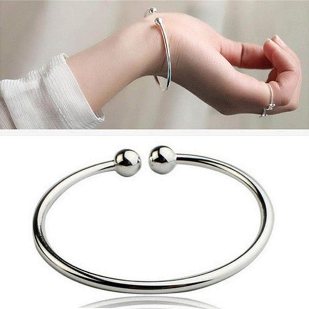 [choosewho1] Vòng Tay Hợp Kim Hở Hai Đầu Mạ Bạc Làm Quà Tặng Sinh Nhật Cho Nữ