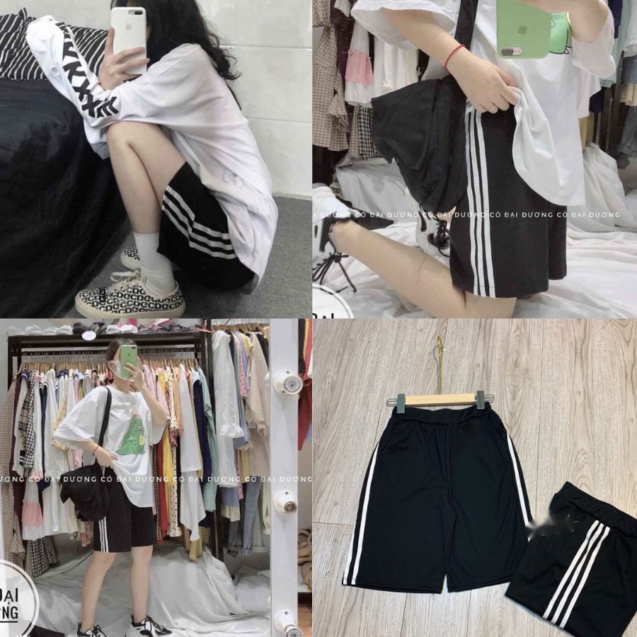 Quần đùi 3 sọc trắng chất mềm min _ XU BOUTIQUE