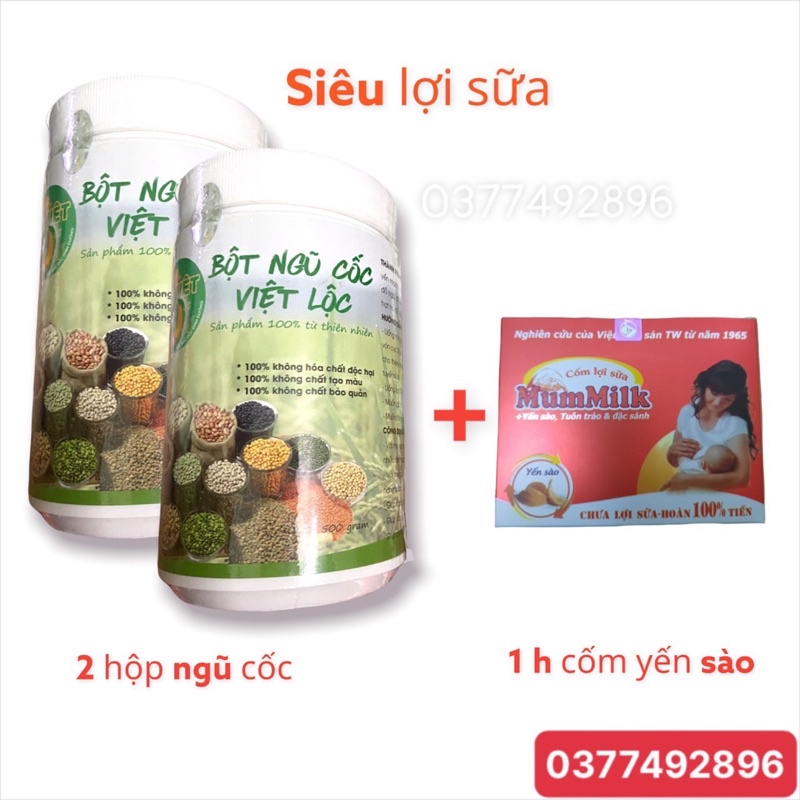 Ngũ cốc lợi sữa + cốm lợi sữa mummilk yến sào - Chưa lợi sữa công ty hoàn tiền - Freeship - Sữa mẹ đặc sánh