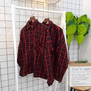 Áo sơ mi oversize caro đỏ