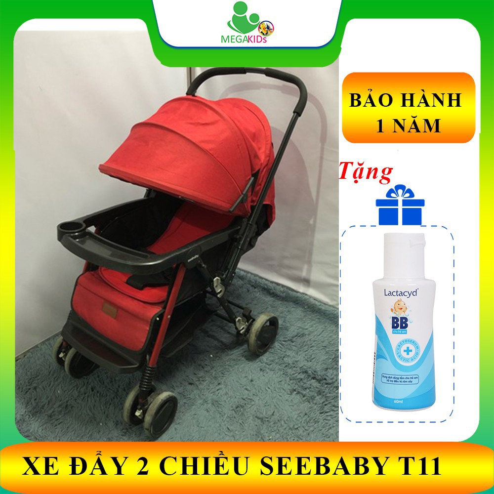 【Màn chống muỗi】Xe đẩy trẻ em cao cấp 2 chiều Seebaby T11 có lò xo giảm xóc kèm đệm lót mềm và màn c