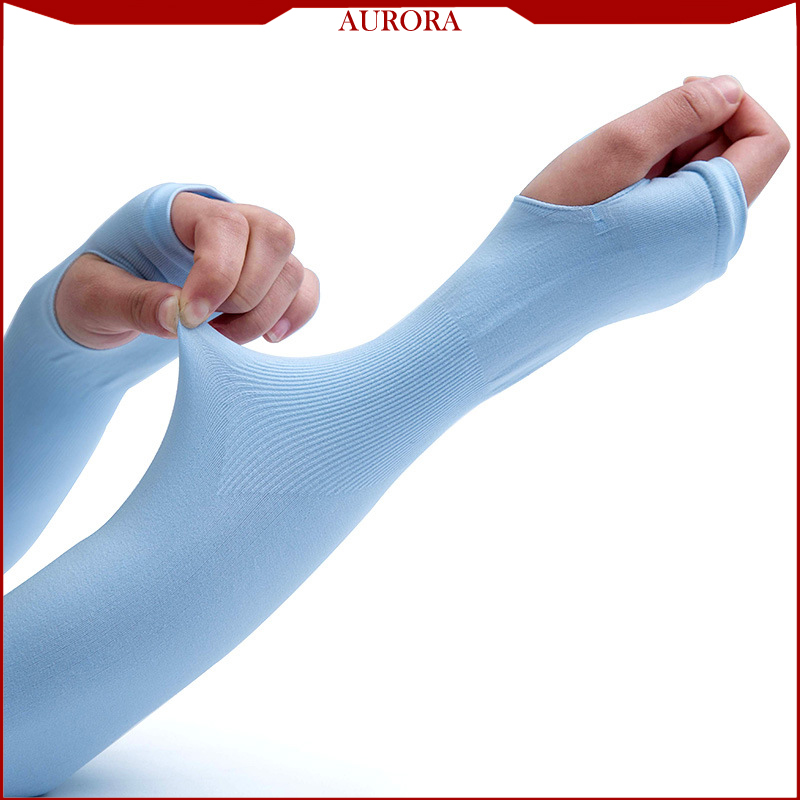 AURORA Ice Sleeve Găng tay Bảo vệ chống nắng Tay áo mùa hè Đi xe đạp ngoài trời Lái xe Đạp xe mỏng Ice Silk Arm Guard Nam và nữ