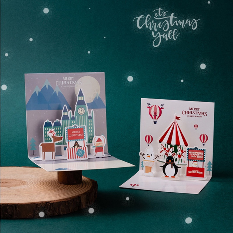 Thiệp Giáng Sinh 3D Hình Ông Già Noel / Người Tuyết Chúc Mừng Giáng Sinh Kèm Phong Bì Và Thiệp Chúc Mừng Bạn Bè
