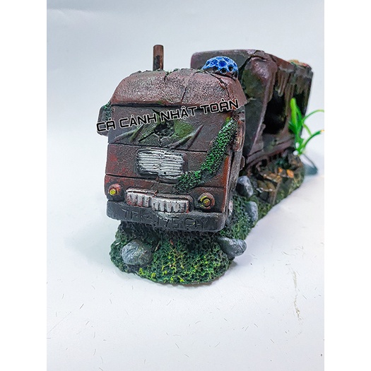 MÔ HÌNH XE TẢI TRANG TRÍ BỂ CÁ, TIỂU CẢNH NON BỘ 21X7X11CM