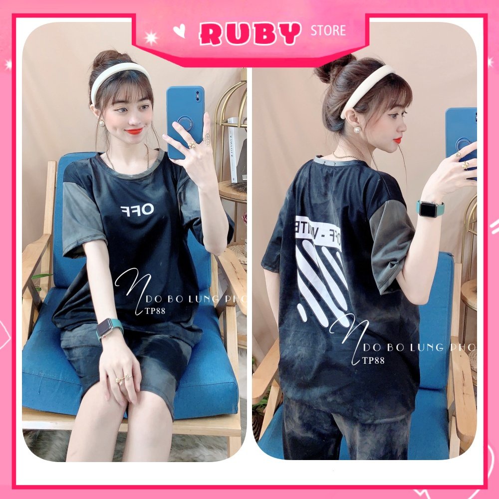 Đồ bộ nữ mặc nhà chất thun mềm mát loang màu in họa tiết dễ thương TP88