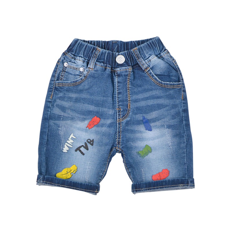 Quần short jean bé trai TrueKids Hàng xuất vải mềm, mịn in TVB