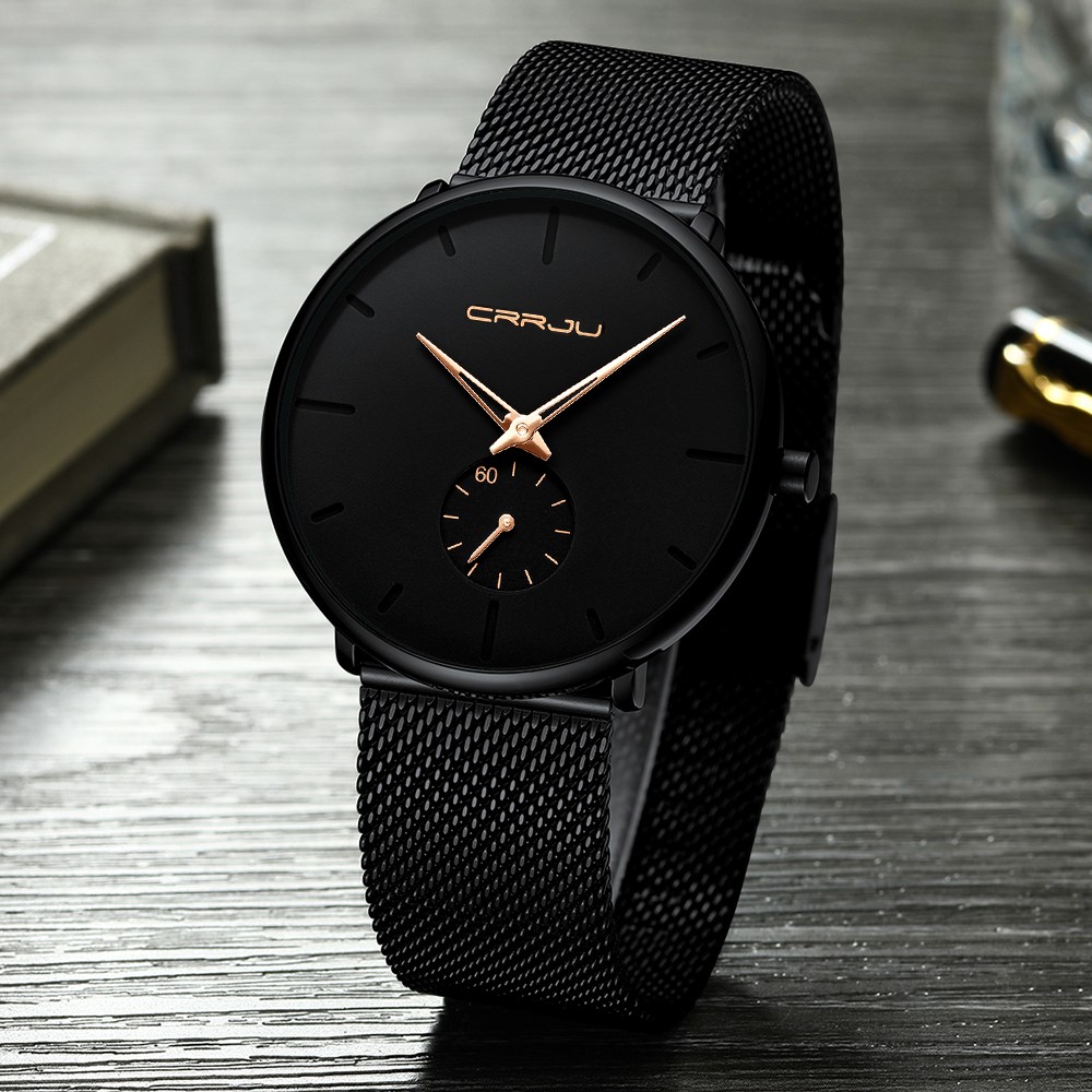 Đồng hồ dây đeo inox lưới siêu mỏng thiết kế đơn giản thời trang cao cấp cho nam