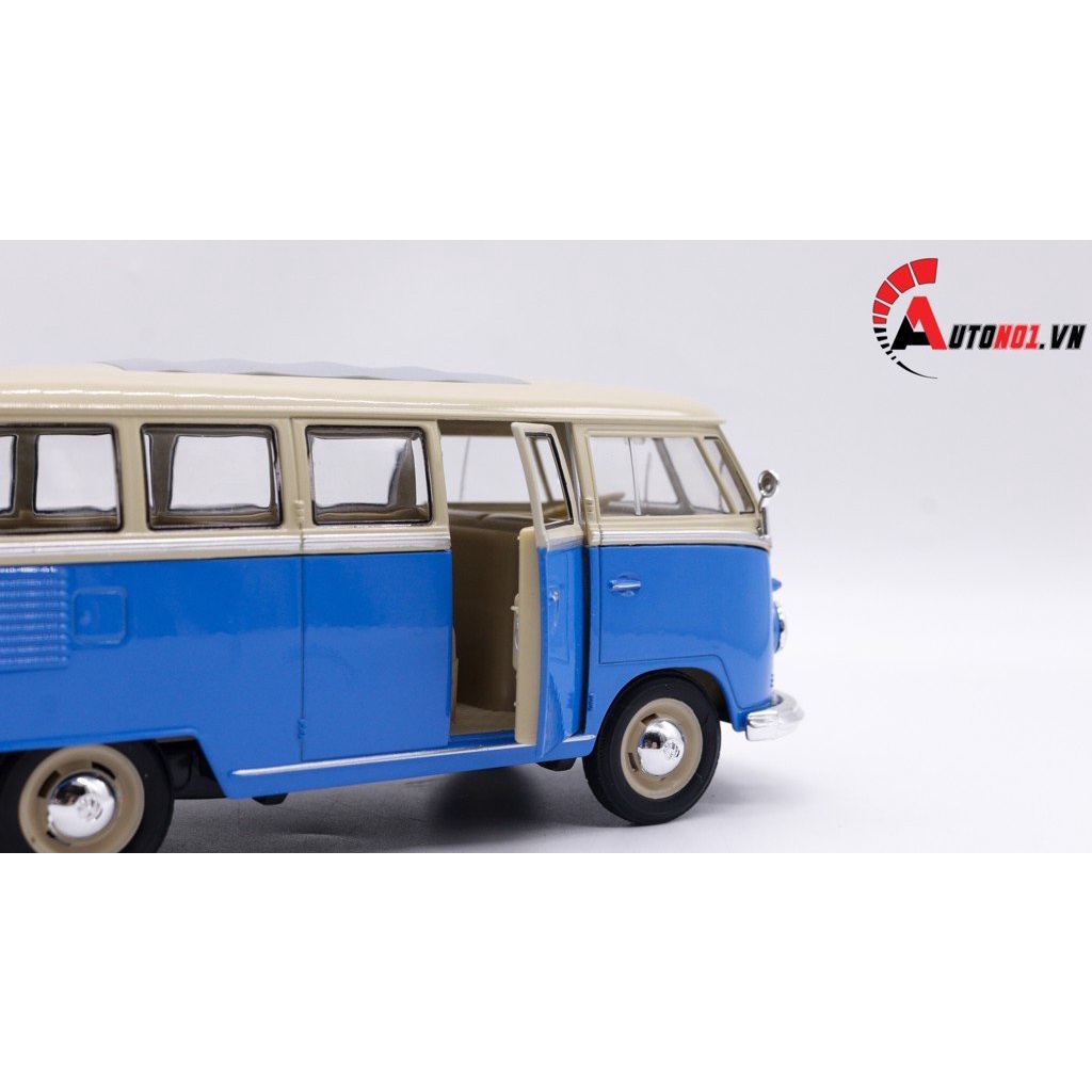 MÔ HÌNH XE VOLKSWAGEN T1 BUS BLUE 1:24 WELLY 7823