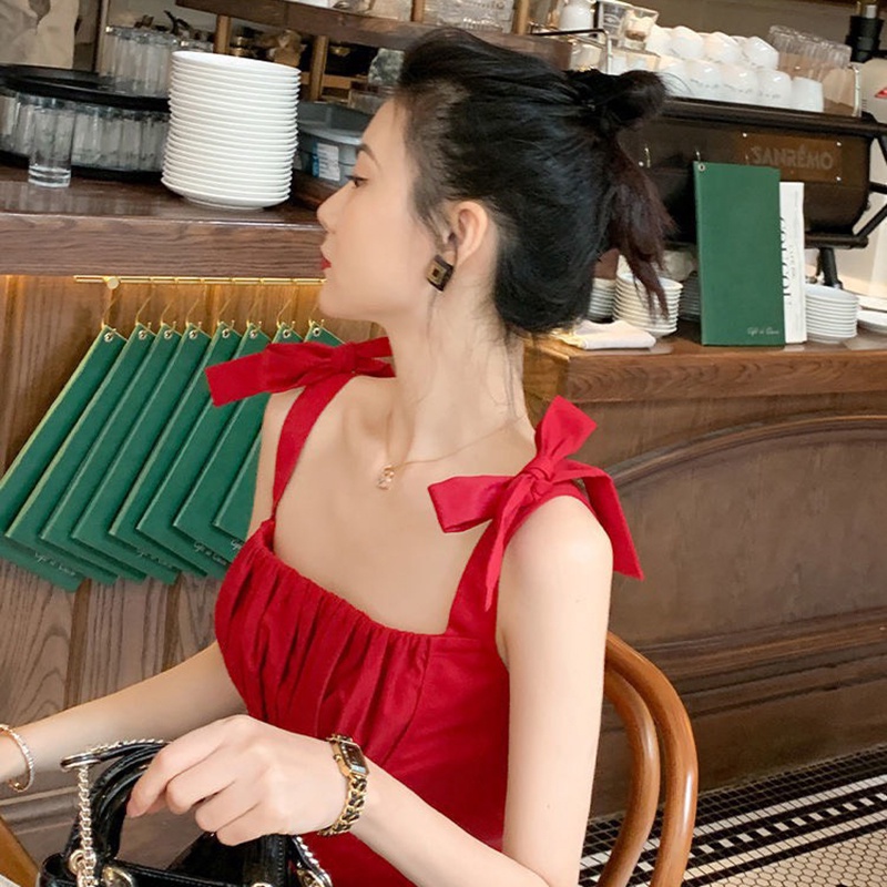 Áo 2 dây bản to cup ngực buộc nơ vai HSG010, áo xếp li ngực tôn dáng hiệu quả sexy cá tính