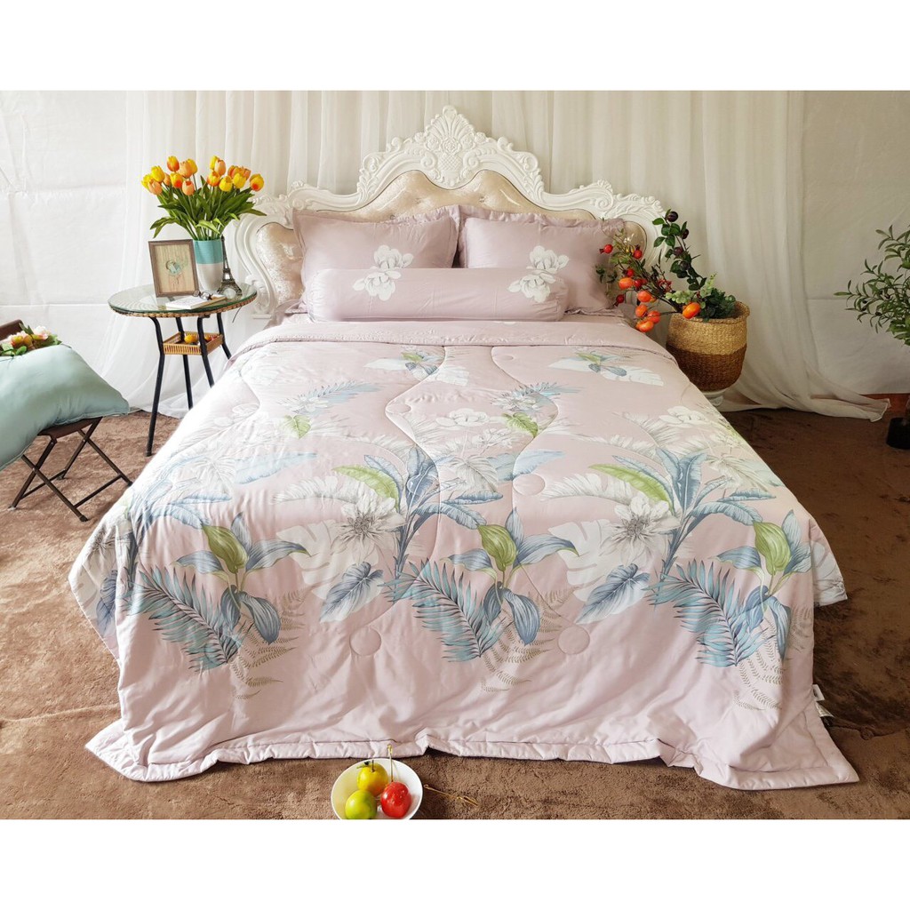 Mát lạnh 20 bộ chăn ga Tencel Modal 5 món ga chun chần bông Lasante Pháp