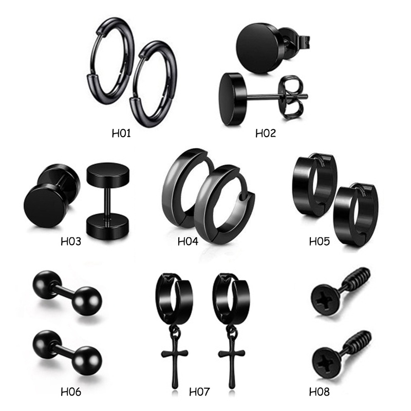 Tmdbyx 1 Khuyên Tai Bằng Thép Không Gỉ Màu Đen Phong Cách Gothic Dành Cho Nam