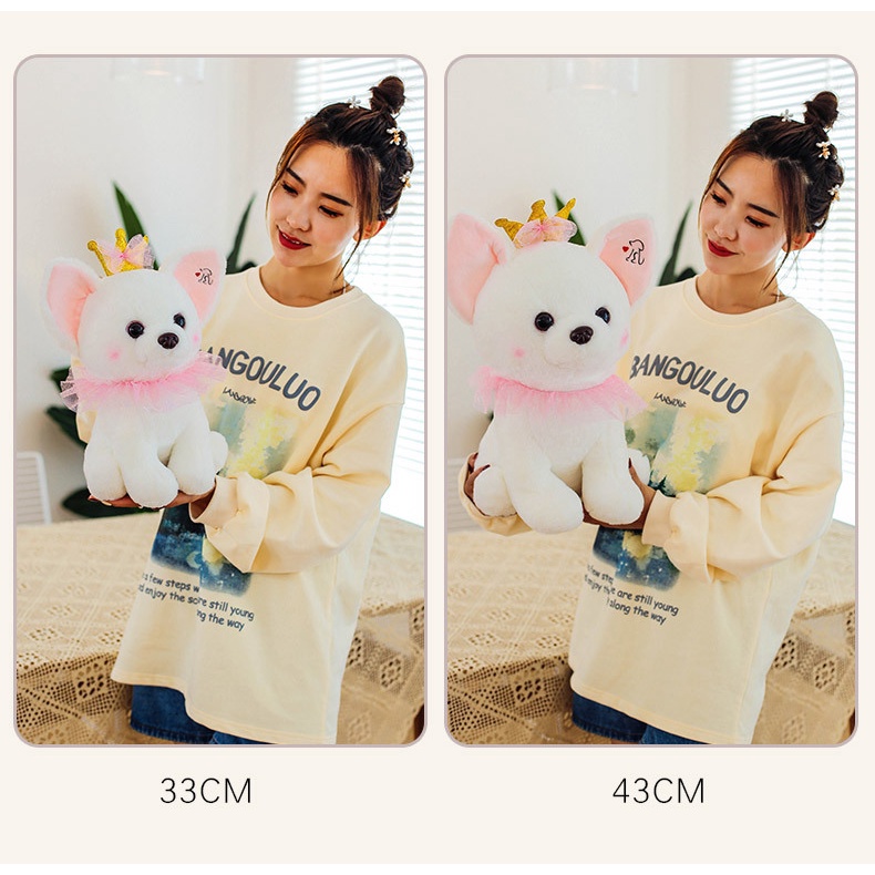 Thú Nhồi Bông Hình Chú Chó Đội Vương Miện Siêu Mềm Dễ Thương Cho Bé Gái