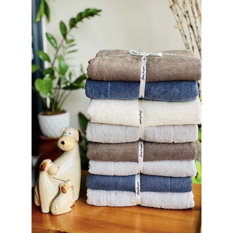 [Rẻ đẹp] Set 2 chiếc khăn tắm Muji cotton Organic xuất Nhật KT 70x140, 280g