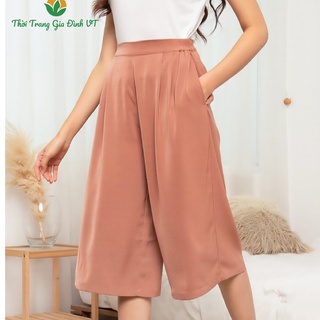 Quần culottes lụa nữ xuân hè Việt Thắng ống rộng, dáng lửng Q06.2202