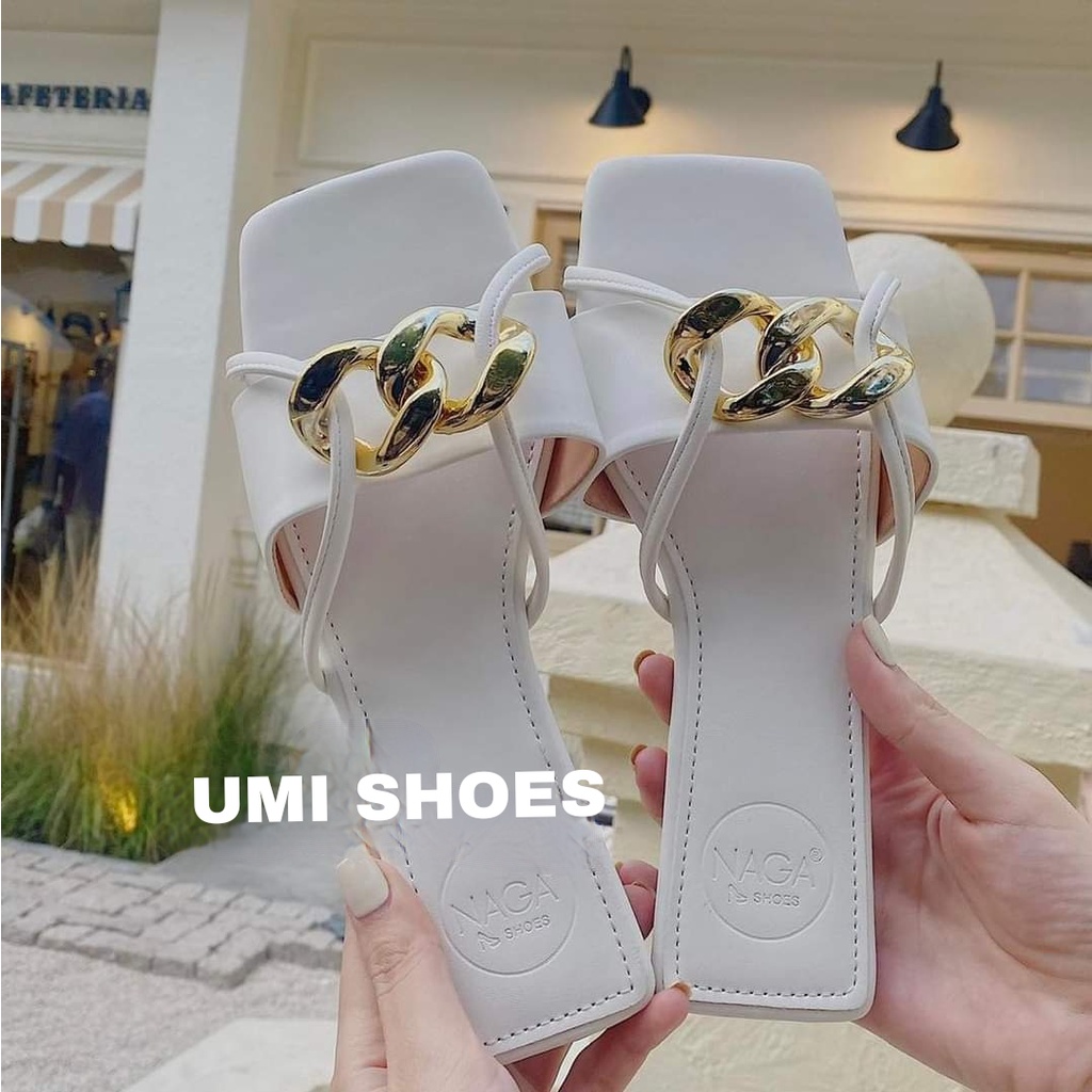 [SẴN-NOWSHIP HN] Dép nữ quai ngang móc 2 khóa xích sáng chân mũi vuông đế bệt thời trang đi biển kiểu mới hot đẹp xinh