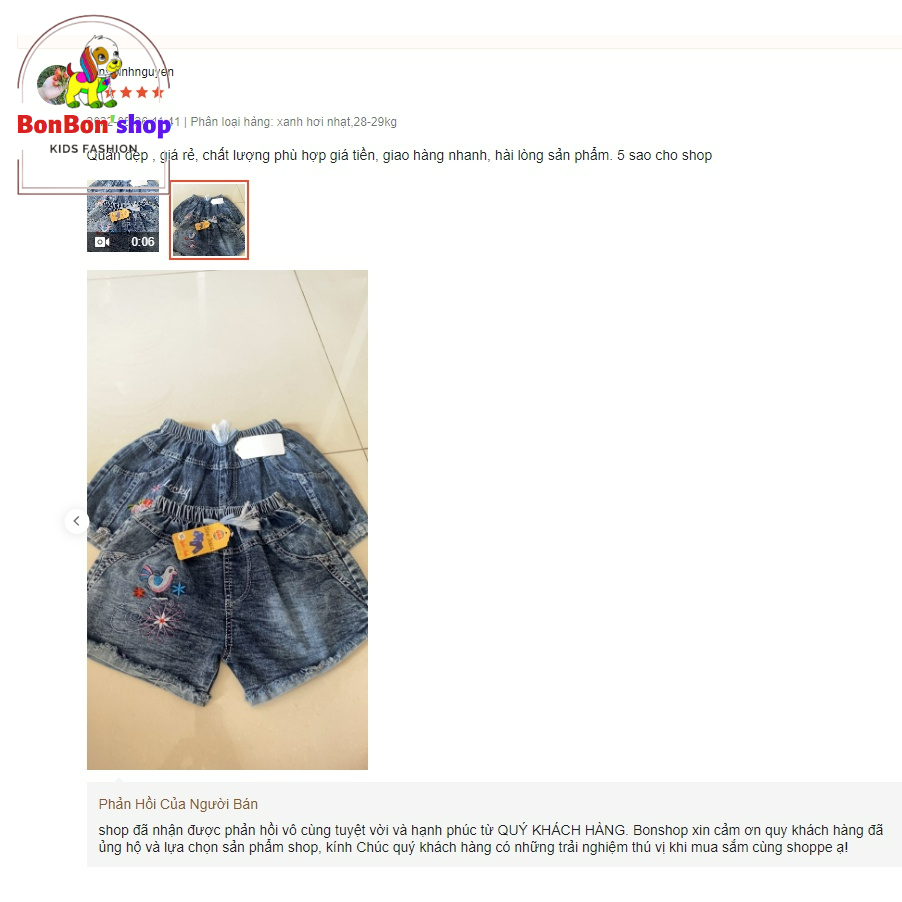 (Ảnh Thật 100%) quần đùi jean, quần bò short vải mềm cho bé gái size đại BONSHOP-QJ03