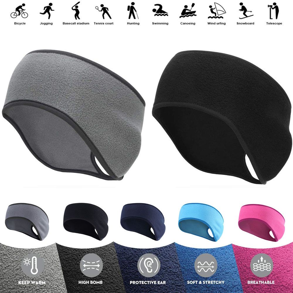 Băng đô trùm đầu bịt tai bằng lông len thấm hút mồ hôi giữ ấm vào mùa đông chơi thể thao ngoài trời