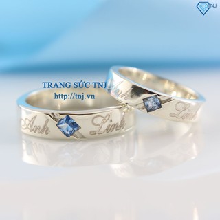 Nhẫn cặp đôi bạc nguyên chất, nhẫn cặp nam nữ khắc tên ND0164 - Trang Sức Bạc