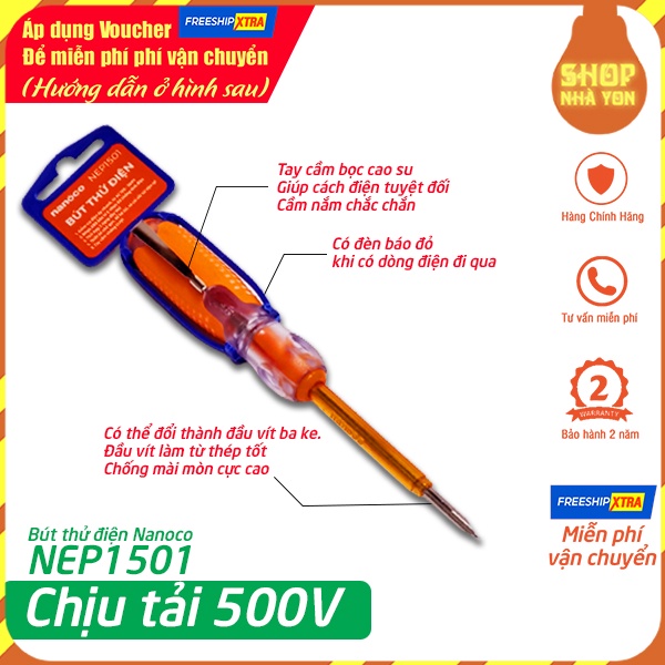 Bút thử điện | Vít thử điện 2 đầu Nanoco NEP1501