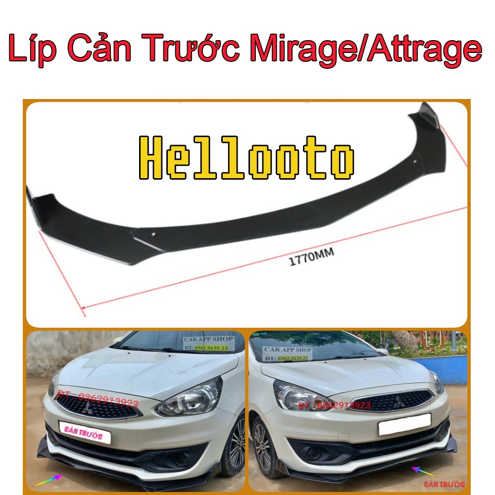 Lip trước, cản trước thể thao xe Attrage 2016 đến 2022 mẫu M02. Kèm phụ kiện lắp đặt