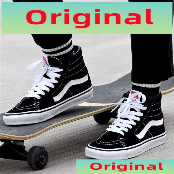 Giày Thể Thao Vans Sk8 Vải canvas Cổ Cao Phối Màu Trắng Đen Cá Tính Cho Nam Và Nữ