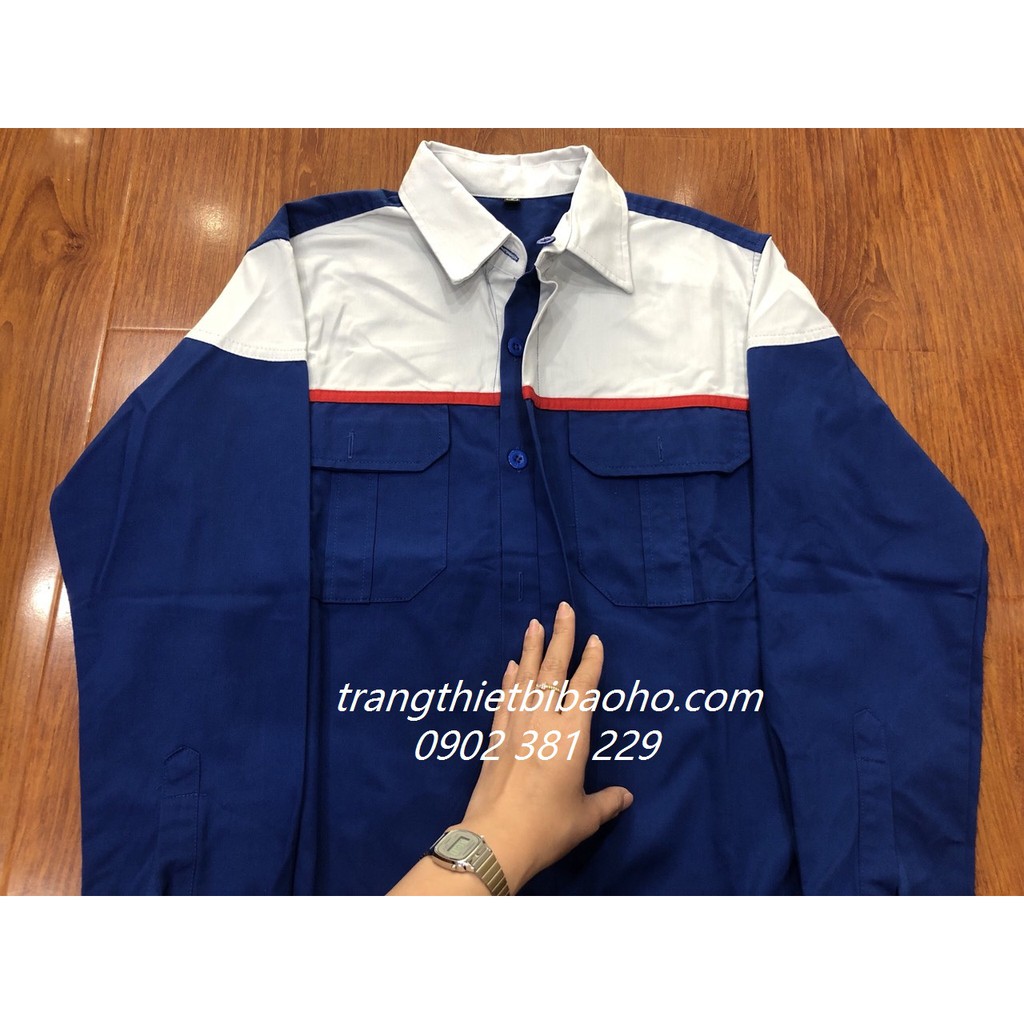 Bộ quần áo bảo hộ Foil kaki liên doanh thấm hút mồ hồi DN04 - hình thật