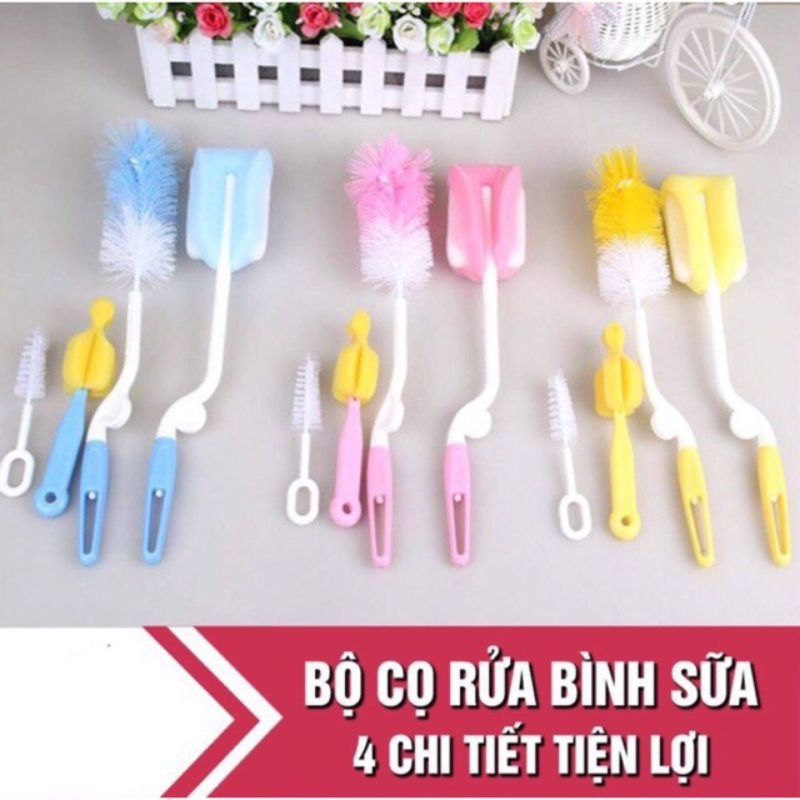 Bộ Cọ Vệ Sinh Bình Sữa Núm Ti 4 Chi Tiết Tiện Lợi MB31 Homedy Kids