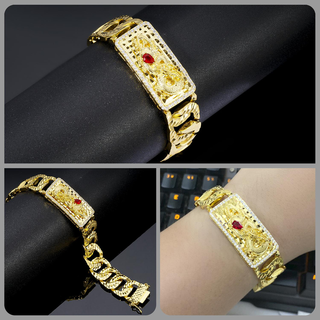Lắc tay nam mạnh mẽ mạ vàng 18K cao cấp JK Silver lacnam14